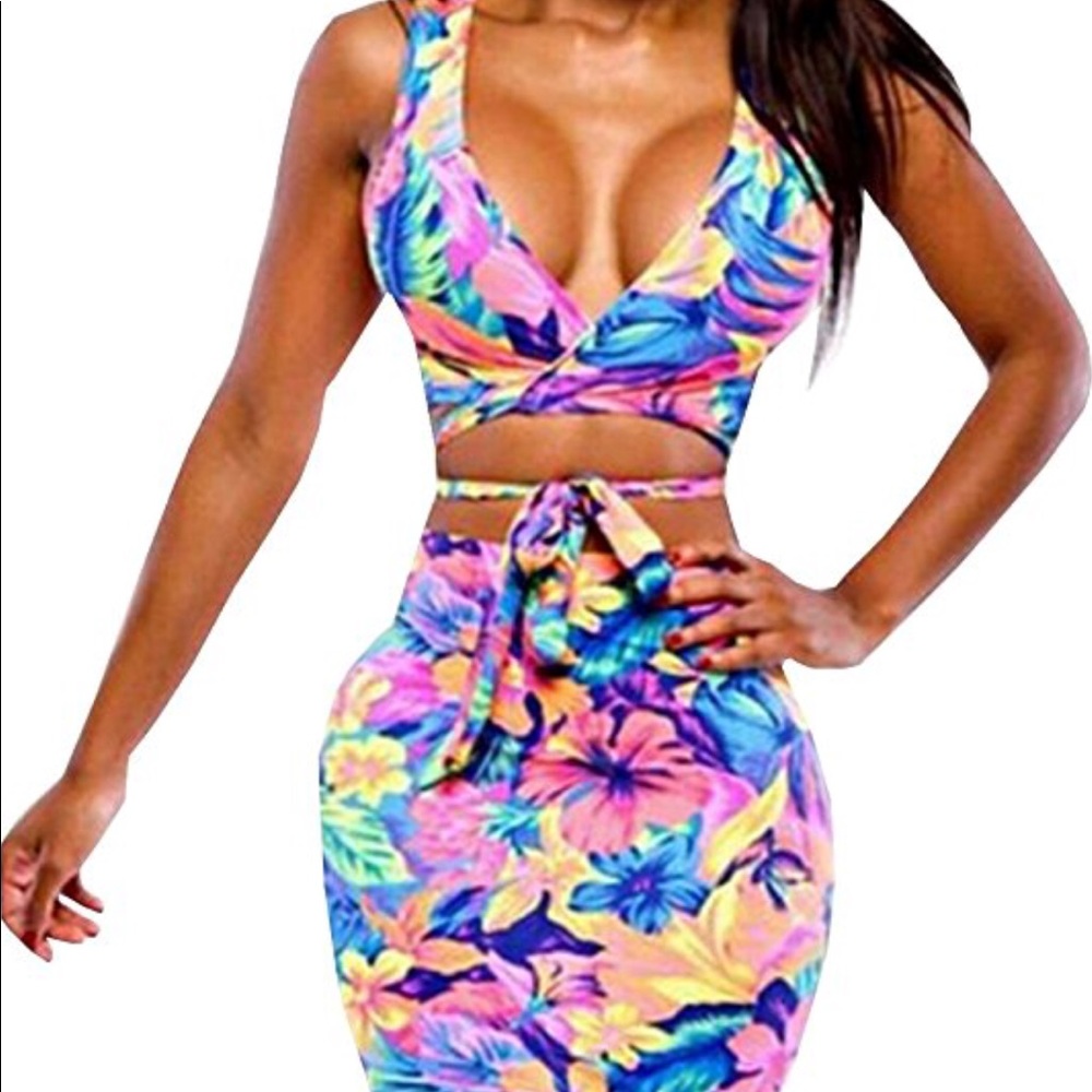 2 piece skirt and crop top